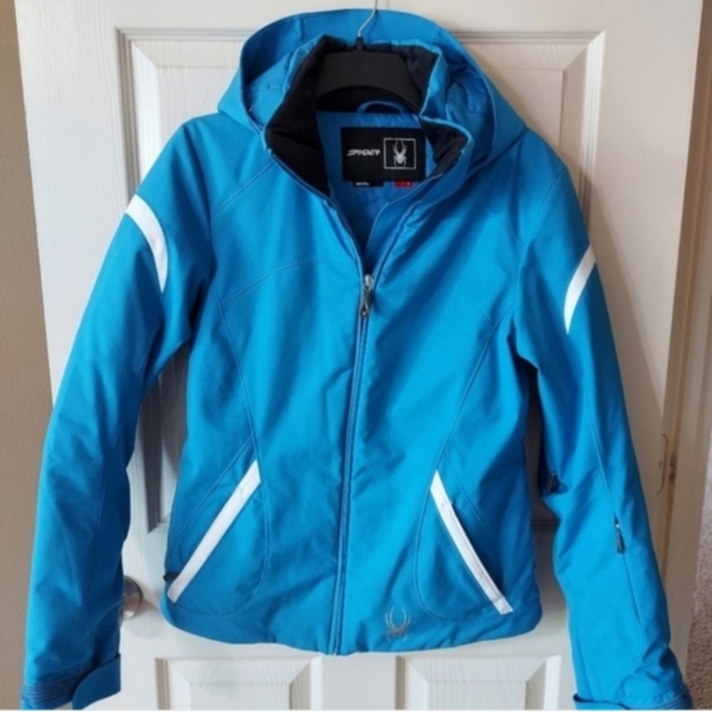 Spyder Sky Blue Ski Jacket With Detached Hood SZ 6